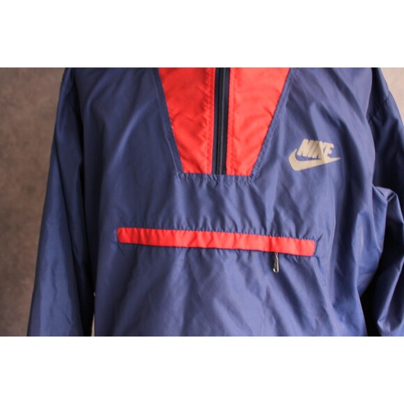 Nike Vintage Men's Pullover Hooded Windbreaker Jacket Size XL Blue Red - Picture 2 of 7